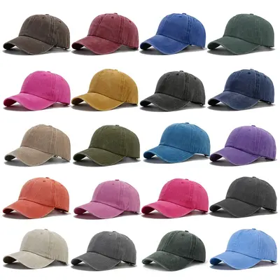 Euro-American Cross-Border Water-Washed Four-Seam Vintage Baseball Cap Distressed Denim Duck Bill Cap Hot-Selling Plain Cap Custom Logo - 3