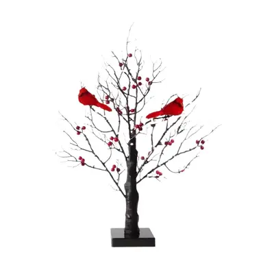 LED ışıklı kırmızı kuş dekoratif masaüstü süs, bahar festivali