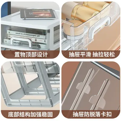 A4 paper storage box, transparent desktop organizer, small drawer, multi-layer
