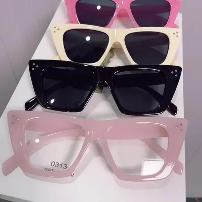 2024 New Cat Eye Sunglasses Cross-border Fashion Rivet Women's Premium Sunglasses Personalized INS Candy Color Sunglasses