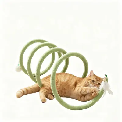 Spring Cat Tunnel with Bell, Kitten Toy for Burning Energy