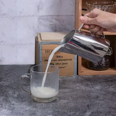 304 Stainless Steel Angled-Spout Milk Pitcher for Latte Art