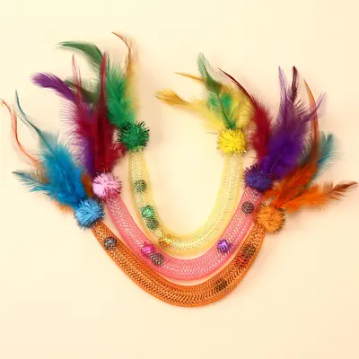 Cat Chew Bungee Rope Toy with Catnip and Feather Teaser - 2