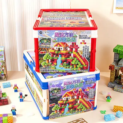 Magnetic building blocks creative puzzle set with carrying case