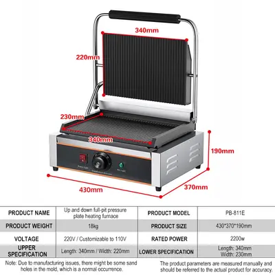 Commercial Electric Flat Top and Bottom Press Grill and Panini Machine - 5