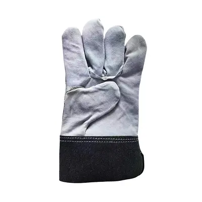 Short Cowhide Welding Gloves, Heat-Insulated, Wear-Resistant, Split Leather