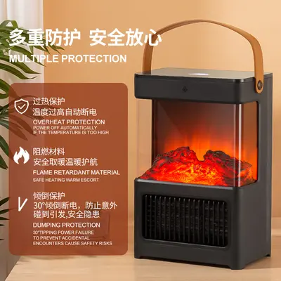 Simulated Flame Electric Space Heater for Home and Bathroom, Hot Air Blower