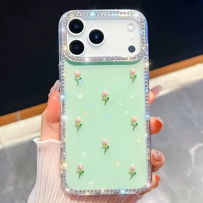 花朵闪钻新款适用苹果17promax手机壳iphone16防摔奢华闪粉保护套 - 10