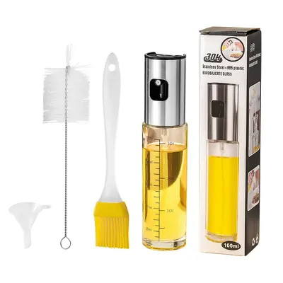 Toptan yağ sprey şişesi 260 ml mutfak sprey şişesi sprey şişesi yağ olmadan cam şişe basın asılı şeffaf yağ şişesi sprey şişesi - 10