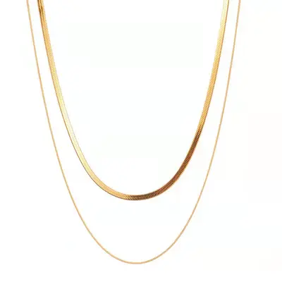 Double-layer snake chain necklace titanium steel