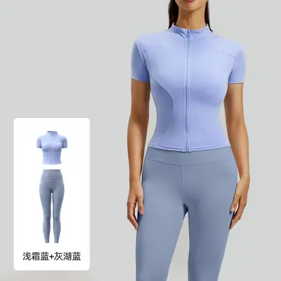 Juyitang High-Stretch Yoga Set with Stand-Collar Jacket for Women - 7