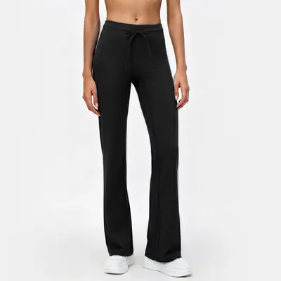 Damen Yogahose mit weitem Bein, hoher Taille, Kordelzug und Bauchkontrolle - 7