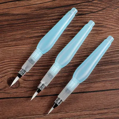 Watercolor Brush Pen Set with Flat and Colored Tips and Water Reservoir