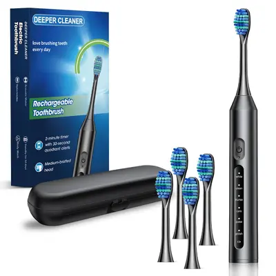 Sonic Electric Toothbrush with Soft Bristles, USB Rechargeable, Waterproof