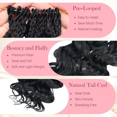 Foreign Trade African Dirty Braid Crochet Hair Extensions GO GO Curl Crochet Hair African Curly Synthetic Fiber Braiding Hair
