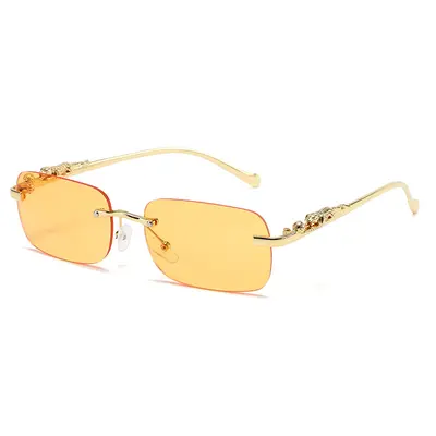 Metal Frameless Square Sunglasses for Driving, Retro Style - 4