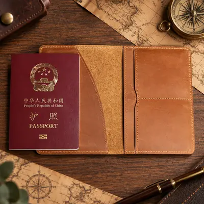 Crazy Horse Leather Passport Holder, Vintage Style, Unisex