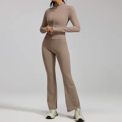 Yogabekleidung im Maillard-Farbton, schlankmachend, figurbetonte Laufbekleidung - 7