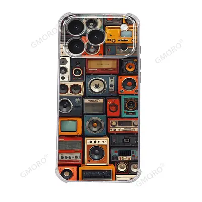 Retro tape recorder design transparent case for iPhone 18/17 Pro Max