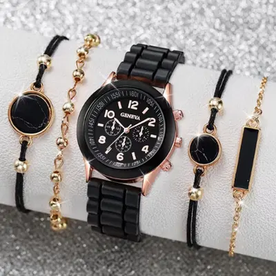 Damen-Quarzuhr mit Silikonarmband, koreanischer Stil, schlichtes Design - 13