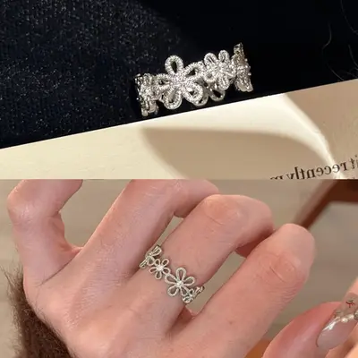 Pearl Zircon Butterfly Ring for Women, Couple Ring - 12