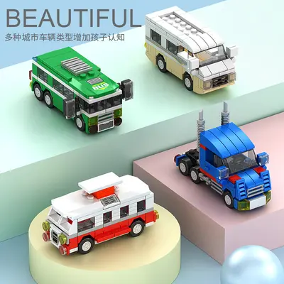 Small Particle Building Block Car Set, Sports Car and Fire Truck Models, Gift