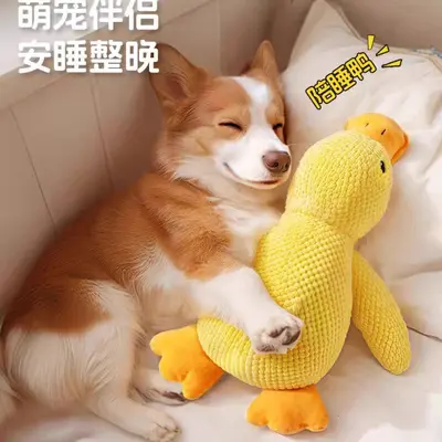 Squeaky Plush Duck Dog Toy, Chew-Resistant Large Yellow Duck - 4