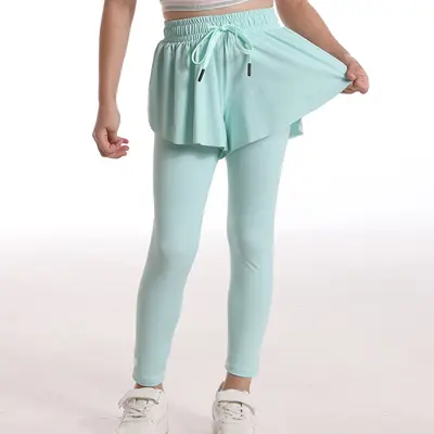 Women's High-Waist Faux Two-Piece Tummy Control Fitness Yoga Pants