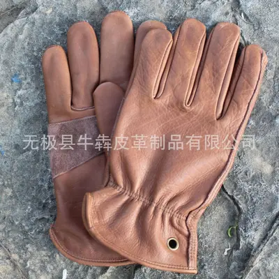 Brown Cowhide Leather Work Gloves, Protective Work Gloves