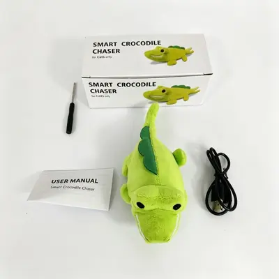 Electric Plush Crocodile Cat Toy, Battery-Powered, Self-Moving - 6