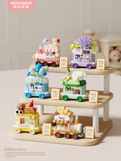 Micro Particle Building Block Set, Flower Street Scene with Cartoon Figures - 10