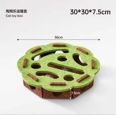 Cat toy for kittens and cats, self-entertainment, boredom relief gadget, educational maze, felt box with holes, cat teaser bell ball. - 9