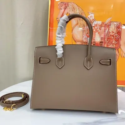 External Seam Palm Print EP Leather Platinum Bag
