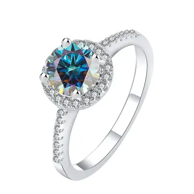 S925 Sterling Silver Moissanite Ring, 1 Carat, Round Cut - 9