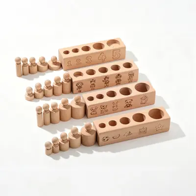 Holz-Steckspielzeug mit Formzuordnung, einteilig ohne Leim