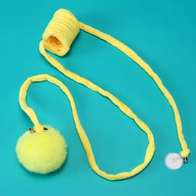 Hanging Rabbit Fur Ball Cat Toy with Retractable Elastic Rope - 5
