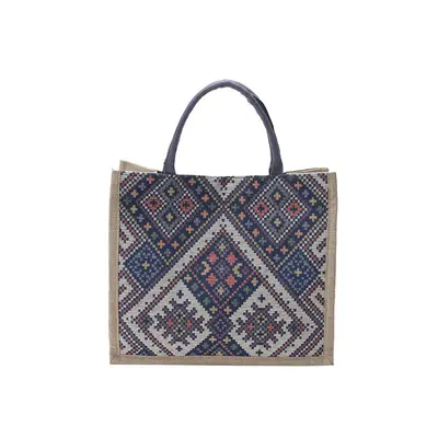 Cotton and Linen Bag, Ethnic Style, Jacquard Pattern - 6