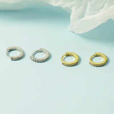 Women's Small Rhinestone Hoop Ear Clips Wearable While Sleeping
