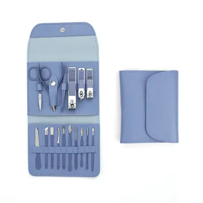 Nagelschere aus Einzelteilen, Lagerbestand grünes Klappcommodity aus 16-teiliger Nagelschere, komplettes Maniküre-Set, Maniküre-Werkzeugsatz. - 7