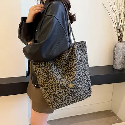 Large-Capacity Leopard Print Women's Commuter Tote Bag, 2026 Model - 5