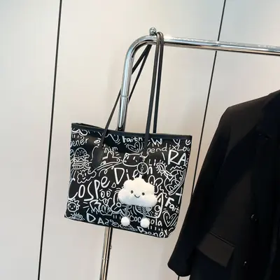 Damen-Schultertasche mit Graffiti-Design, große Kapazität - 6