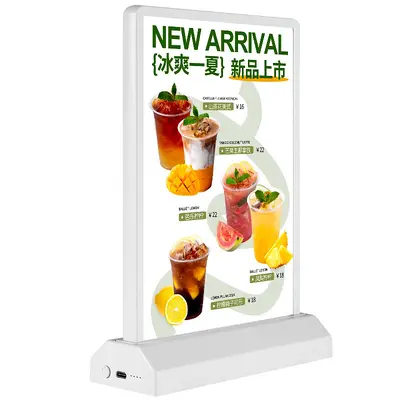 A4 A5 Double-Sided Desktop LED Light Box with Pull-Out Poster Display, Rechargeable