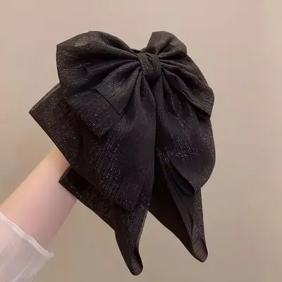 Schwarzes großes Schleifen-Stirnband Band kleiner Halter Premium-Haarspange Damen Haiclip Haarspange Hinterkopf