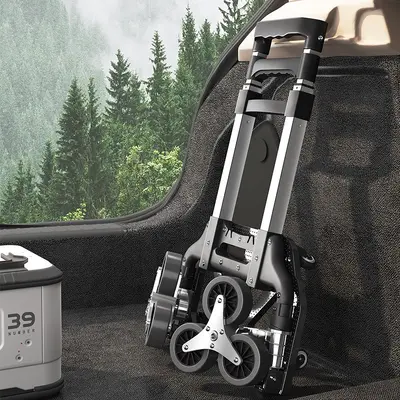 Foldable Lightweight Hand Trolley for Shopping and Luggage, Stair-Climbing