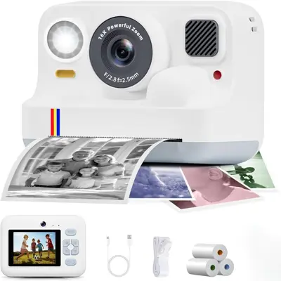 Polaroid tarzı anlık baskı dijital fotoğraf makinesi, HD, Bluetooth, çift kamera, çocuklar - 7