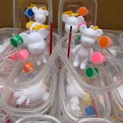 Hand-Painted Liquid Bear DIY Keychain with Gift Box