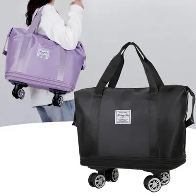 Expandable travel bag, wheeled, foldable, large capacity