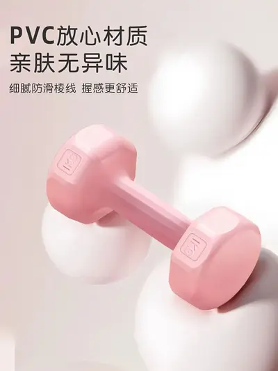 哑铃女士居家健身家用力量锻炼实心浸塑壶铃练臂初学者包胶小哑铃