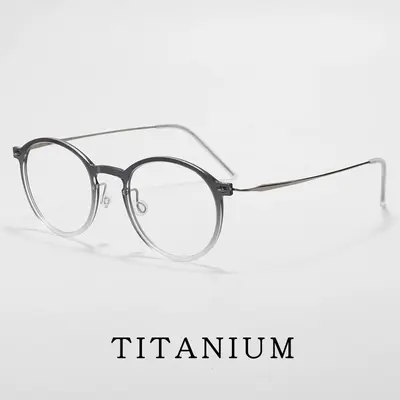 Titanyum gözlük çerçevesi, vidasız, 4,4 g ultra hafif, yuvarlak model