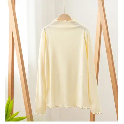 Women's Autumn Winter Base Shirt, Ruffled, Half Turtleneck - 9